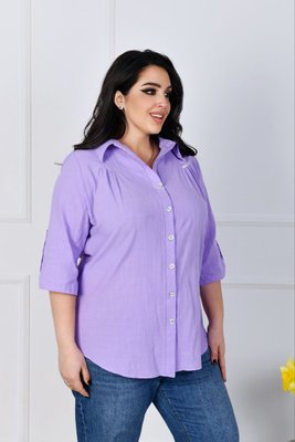 Жіноча льняна сорочка фіолетового кольору р.52 420861 420915 фото