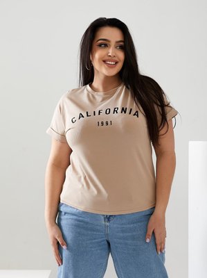 Жіноча футболка California колір бежевий р.56/58 432443 432422 фото