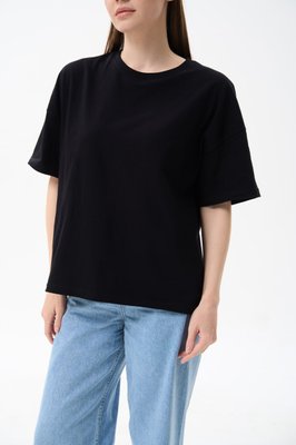 Жіноча футболка OVERSIZE колір чорний р.XL 459161 459160 фото