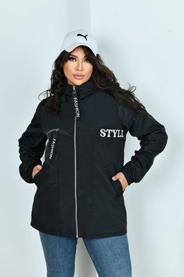 Жіноча куртка з плащової тканини колір чорний р.48/50 442987 443206 фото