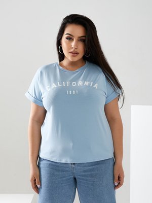Жіноча футболка California колір блакитний р.56/58 432446 432423 фото