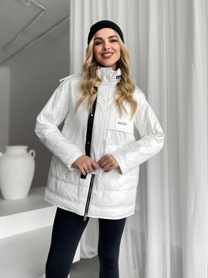 Жіноча тепла куртка колір білий р.XXL 450440 450439 фото