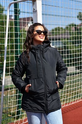 Жіноча демісезонна куртка із плащової тканини чорного кольору 357771 384269 фото