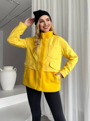 Жіноча тепла куртка колір жовтий р.XXL 450296 450295 фото