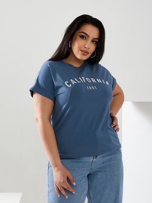 Жіноча футболка California колір джинсовий р.56/58 432449 432424 фото
