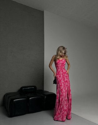 Жіноча максі сукня із софту колір рожевий р.42/44 453159 453162 фото