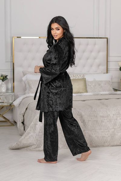 Жіноча піжама-трійка колір чорний р.50/52 447461 447749 фото