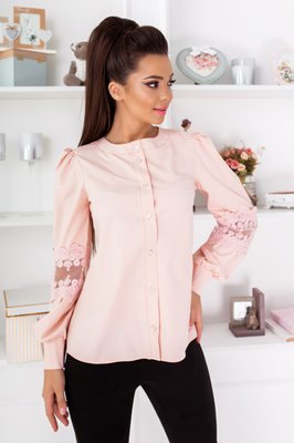 Жіноча блуза з рукавами з мереживом рожевого кольору р.56/58 380937 380937 фото