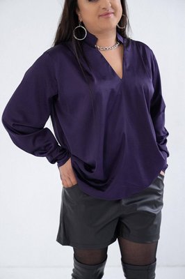 Жіноча сорочка із шовку армані колір фіолетовий р.56/60 446633 446628 фото
