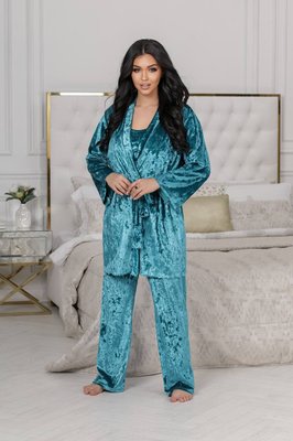 Жіноча піжама-трійка колір бірюзовий р.50/52 447655 447745 фото