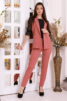 Жіночий костюм двійка брюки з жилетом кольору фрез р.42/44 374503 378179 фото