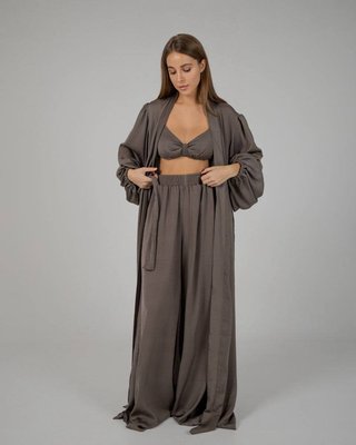 Жіночий піжамний костюм трійка колір хакі р.L/XL 448616 448470 фото