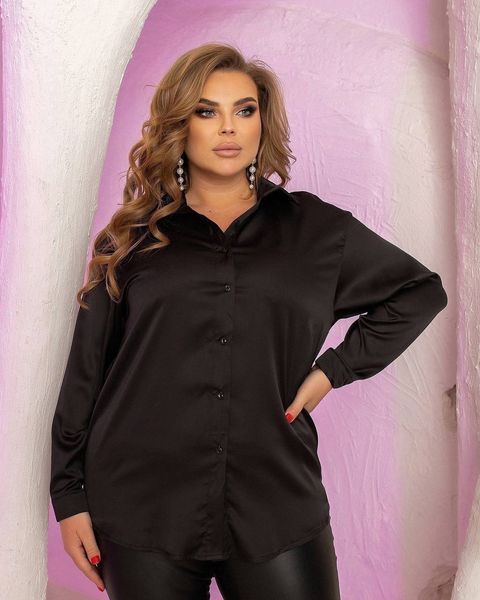 Жіноча блуза-туніка колір чорний р.42/46 447345 447345 фото