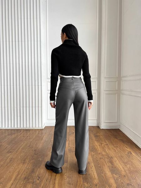 Жіночі штани з еко-шкіри колір сірий р.42 445244 445245 фото