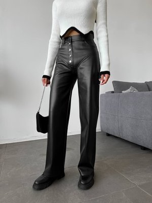 Жіночі штани з еко-шкіри колір чорний р.44 443403 443404 фото