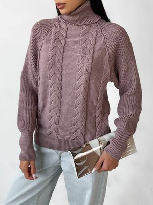 Жіночий в'язаний светр з об'ємними рукавами колір кавовий р.42/46 443581 443581 фото