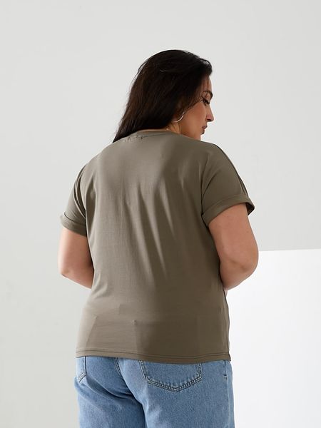 Жіноча футболка колір світлий хакі р.48/50 432395 432395 фото