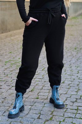 Жіночі штани-джогери на флісі чорного кольору 383992 383994 фото