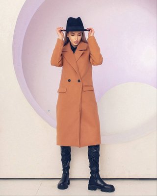 Жіноче пальто з кашеміру колір мокко р.42/44 448930 449020 фото