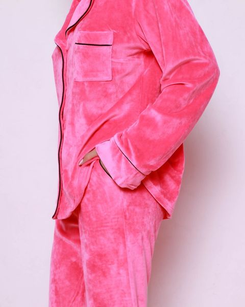 Жіноча піжама велюр Jeny на гудзиках малинового кольору р.M 373659 380967 фото