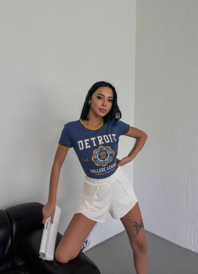 Жіноча футболка DETROIT колір джинс р.S 455806 455818 фото