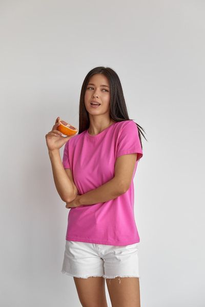 Жіноча базова футболка колір рожевий р.2XL 449916 449644 фото