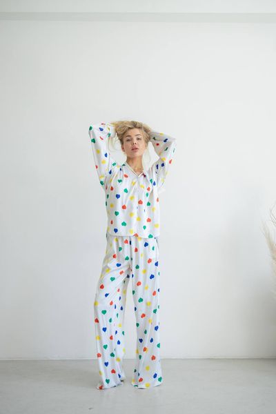 Жіноча піжама «Серденько» колір білий р.M/L 442587 442585 фото