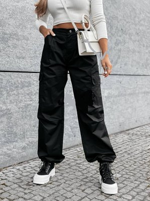 Жіночі брюки карго колір чорний р.42/44 444328 444374 фото