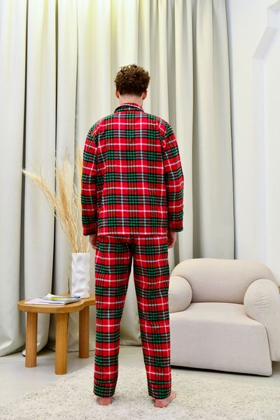 Чоловіча піжама з байки Brandon колір червоно-зелений р.S 442026 442026 фото