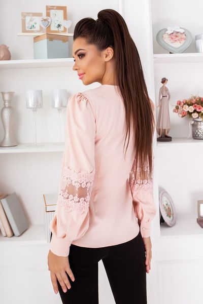 Жіноча блуза з рукавами з мереживом розмір рожевого кольору р.48/50 374545 380937 фото