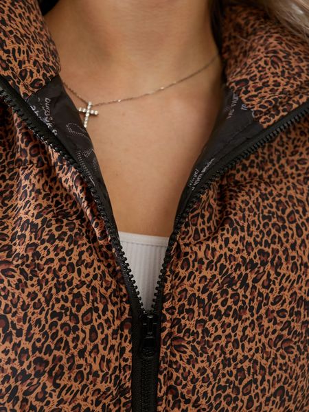 Жіноча жилетка принт леопард коричневого кольору р.42 406141 406144 фото