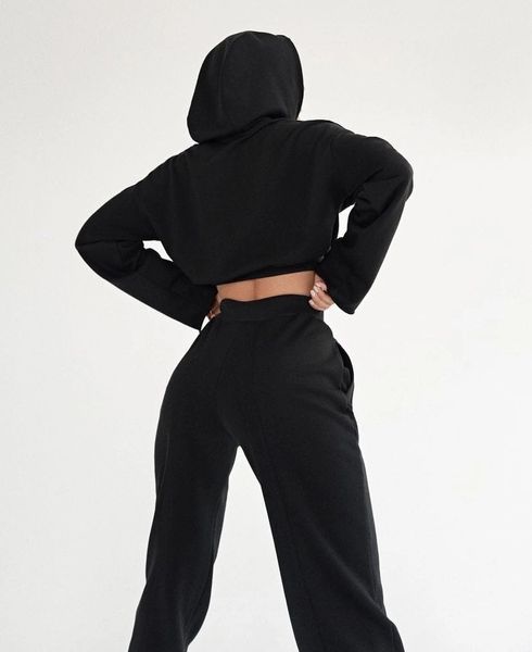 Жіночий прогулянковий костюм двонитка чорного кольору р.42/46 406320 406320 фото