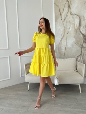 Жіноча коротка сукня із софту "Classic" колір жовтий р. 42/44 440228 440229 фото
