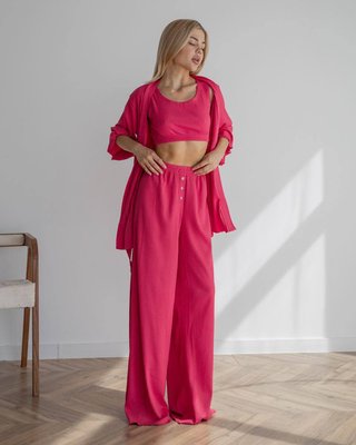 Жіночі піжамні штани в рубчик колір рожевий р.L 443806 443773 фото