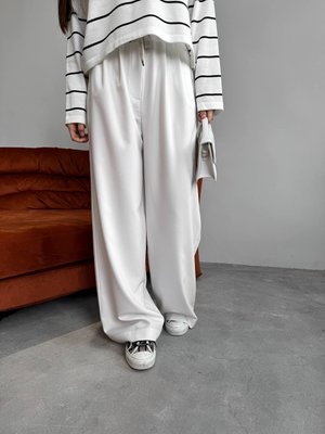 Жіночі брюки з декоративним шнурком колір молочний р.42 451518 451524 фото