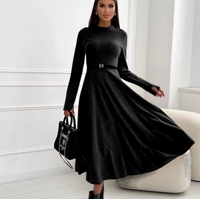 Трикотажне жіноче плаття колір чорний р.42/44 448647 448714 фото