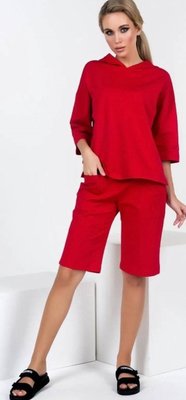 Жіночий костюм двійка з шортами колір червоний р.46/48 453668 453621 фото