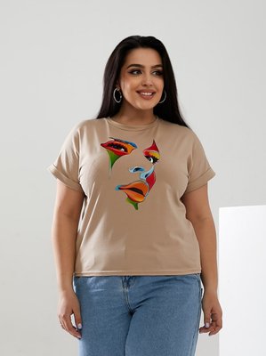 Жіноча футболка FACE колір бежевий р.56/58 433161 433036 фото
