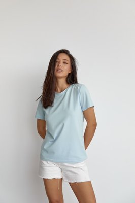 Жіноча базова футболка колір світло-блакитний р.2XL 449921 449645 фото