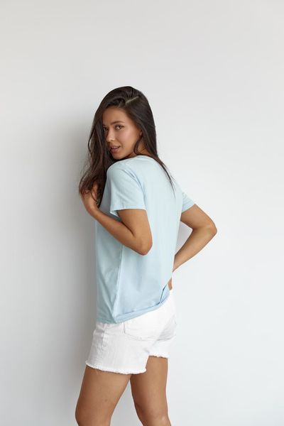 Жіноча базова футболка колір світло-блакитний р.2XL 449921 449645 фото