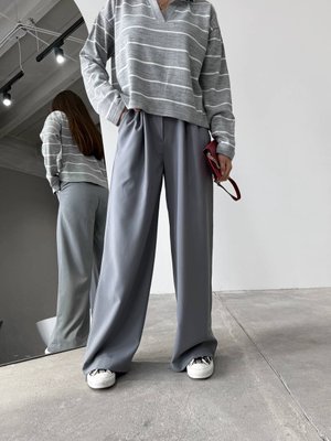 Жіночі брюки з декоративним шнурком колір сірий р.42 451520 451528 фото