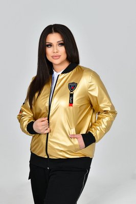 Жіноча куртка колір золотий р.56/58 453465 453427 фото