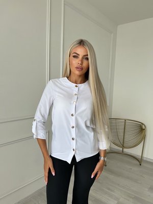 Жіноча блузка софт колір білий р.52/54 454164 454146 фото