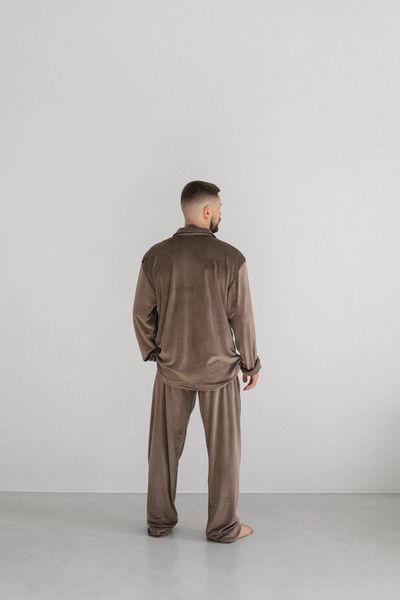 Чоловіча піжама з велюру колір коричневий р.L 449784 449785 фото