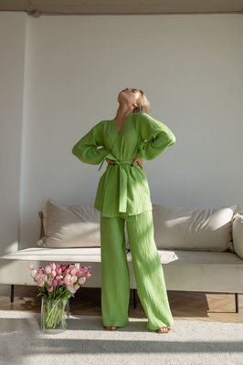 Жіночий костюм "Kimono" салатового кольору р.S 408823 408823 фото