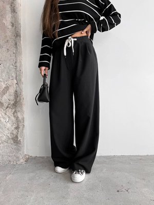 Жіночі брюки з декоративним шнурком колір чорний р.42 451517 451522 фото