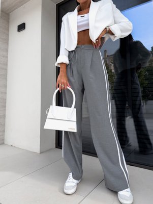 Жіночі брюки з лампасами колір сірий р.46/48 453685 453634 фото