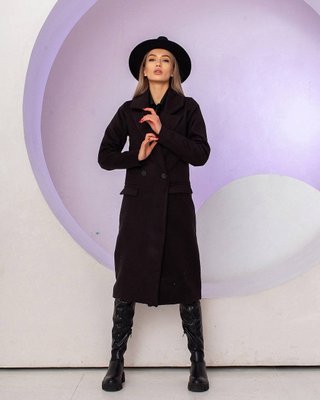Жіноче пальто з кашеміру колір чорний р.42/44 448929 449021 фото