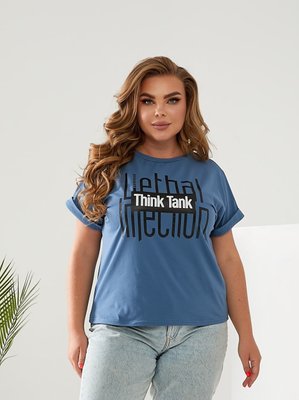 Жіноча футболка THINK TANK колір джинсовий р.56/58 433737 433682 фото