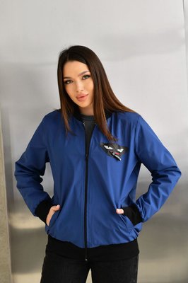 Жіноча куртка бомбер колір індиго р.48/50 450745 450810 фото